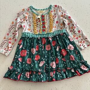 Matilda Jane Long Ago Fairytale Dress Size 12-18 months VGUC Floral Birds